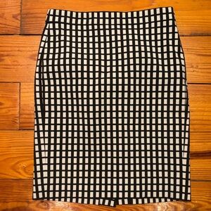 J. Crew Black and White Midi Pencil Skirt